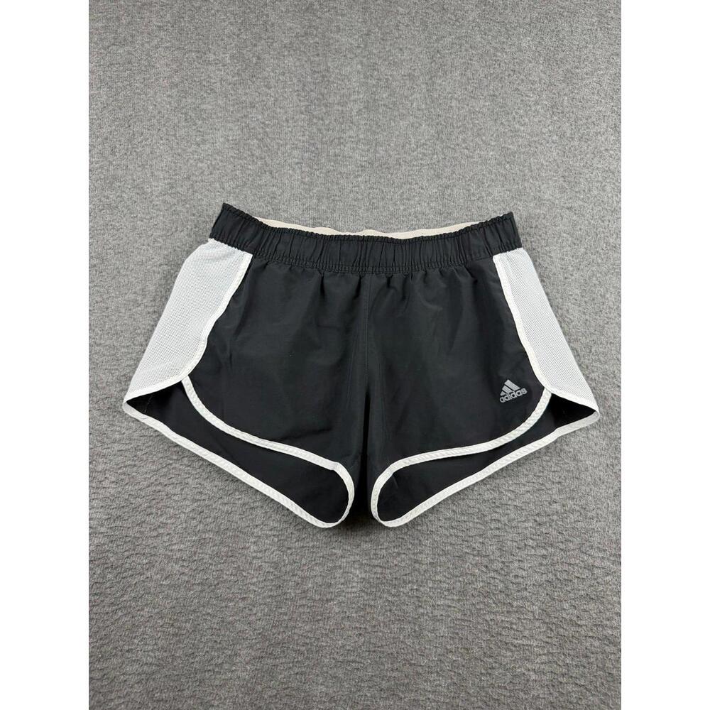 Adidas Women's M Medium Athletic Running Shorts Black White Trim Gymโ Workout